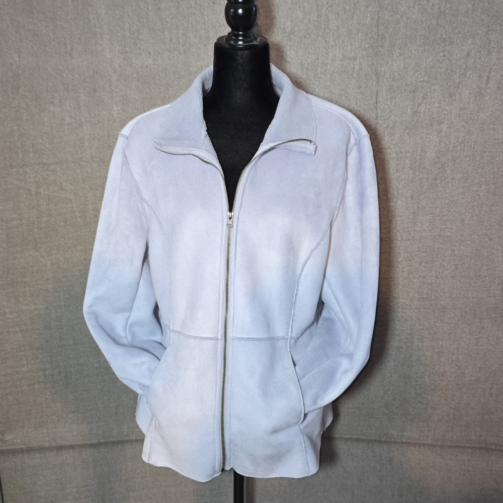 COACO New York Vintage Soft Blue Bomber Jacket Zip Up Faux-Suede Large